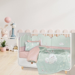 Κουβέρτα Βρεφική 4867 Fleece Mint-Somon-Grey Das Home Κούνιας 110x150cm Πολυέστερ