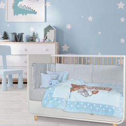 Κουβέρτα Βρεφική 4870 Velour Light Blue-Brown Das Home Κούνιας 110x140cm Πολυέστερ