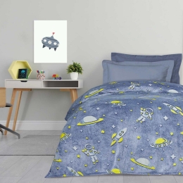 Κουβέρτα Παιδική Που Φωτίζει Στο Σκοτάδι 4863 Blue-Yellow Das Home Μονό 160x220cm Πολυέστερ