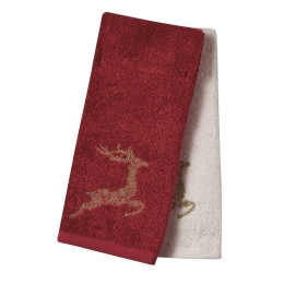 Ποτηρόπανα Christmas 0700 (Σετ 2τμχ) Red-Ivory Das Home