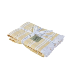 Ποτηρόπανα 0709 (Σετ 2τμχ) Yellow-White Das Home 100% Βαμβάκι