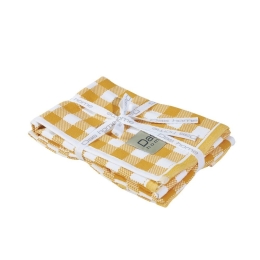 Ποτηρόπανα 0712 (Σετ 2τμχ) Ocher-White Das Home 100% Βαμβάκι