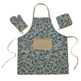 Ποδιά Κουζίνας Σετ Με Γάντι Και Πιάστρα 0723 Blue-Beige Das Home Βαμβάκι-Πολυέστερ