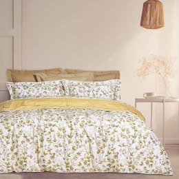 Σεντόνια 1675 Prestige (Σετ 4τμχ) Ecru-Green Das Home Υπέρδιπλο 240x260cm 100% Βαμβακοσατέν