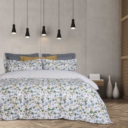 Σεντόνια 5410 Casual Με Λάστιχο (Σετ 4τμχ) Petrol-Grey-Ocher Das Home Διπλό 150x235cm Βαμβάκι-Πολυέστερ