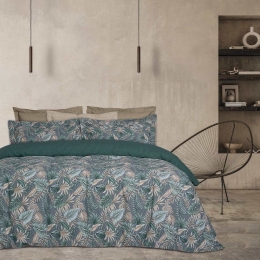 Σεντόνια 5411 Casual Με Λάστιχο (Σετ 4τμχ) Petrol-Grey-Ecru Das Home Διπλό 150x235cm Βαμβάκι-Πολυέστερ