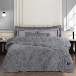 Κουβερτοπάπλωμα 3446 Faux Fur-Sherpa Grey Greenwich Polo Club Υπέρδιπλo 220x240cm 100% Hollowfiber