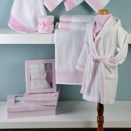 Μπουρνούζι Παιδικό 25-0111 White-Pink Down Town