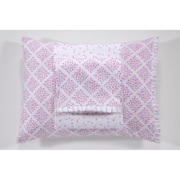 Σεντόνια Βρεφικά 770 (Σετ 3τμχ) White-Pink Down Town Λίκνου 100% Βαμβακοσατέν