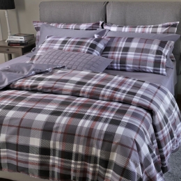Παπλωματοθήκη 808 Daniel (Σετ 3τμχ) Grey-Bordo Down Town King Size 250x260cm 100% Βαμβακοσατέν
