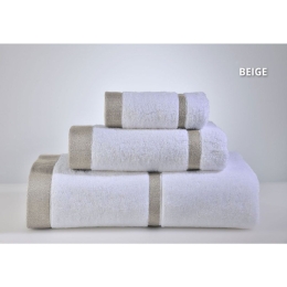 Πετσέτες Lydia (3τμχ) White-Beige Down Town Σετ Πετσέτες 90x150cm 100% Βαμβάκι
