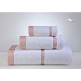 Πετσέτες Lydia (3τμχ) White-Pink Down Town Σετ Πετσέτες 90x150cm 100% Βαμβάκι
