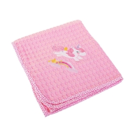 Κουβέρτα Πικέ Βρεφική Unicorn 41 Ροζ DimCol Αγκαλιάς 80x110cm 100% Βαμβάκι