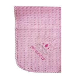 Κουβέρτα Πικέ Βρεφική Princess 35 Ροζ DimCol Κούνιας 100x160cm 100% Βαμβάκι