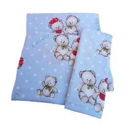 Σεντόνι Βρεφικό Two Lovely Bears 64 Blue DimCol Λίκνου 80x110cm Χωρίς Λάστιχο 100% Βαμβάκι