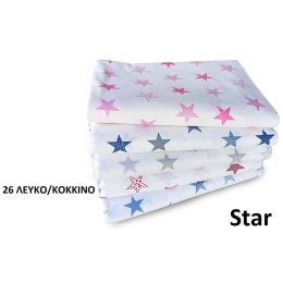 Πάπλωμα Βρεφικό Star 26 White-Red DimCol 120x160cm 100% Βαμβάκι