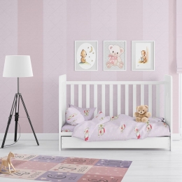 Παπλωματοθήκη Βρεφική Two Lovely Bears 65 Lila DimCol 120x160cm 100% Βαμβάκι