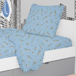 Μαξιλαροθήκη Παιδική Εμπριμέ Birds 14 Sky Blue DimCol 50Χ70 50x70cm 100% Βαμβακερή Φανέλα