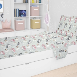 Σεντόνια Παιδικά Σετ 2 τμχ Εμπριμέ Unicorn 106 Green DimCol Μονό 160x240cm 100% Βαμβάκι