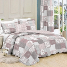 Κουβερλί Σετ 3τμχ Grey-Pink 350 Dim Διπλό 220x240cm 100% Βαμβακερό Περκάλι