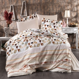 Παπλωματοθήκη Ναυσικά 345 Brown Beige DimCol Υπέρδιπλο 220x240cm Βαμβάκι-Πολυέστερ