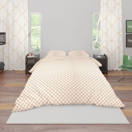 Σεντόνια Σετ 4τμχ Windows 151 White-Beige DimCol Υπέρδιπλο 220x240cm 100% Βαμβάκι