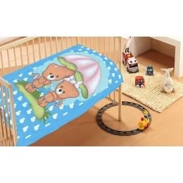 Κουβέρτα Βρεφική Βελουτέ Rainy Bears 05 Sky Blue DimCol Κούνιας Πολυέστερ