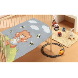 Κουβέρτα Βρεφική Βελουτέ Teddy Bear 03 Grey DimCol Κούνιας Πολυέστερ