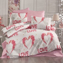Μαξιλαροθήκη Πάθος 304 White-Pink DimCol 50Χ70 Βαμβάκι-Πολυέστερ