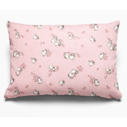 Μαξιλαροθήκη Παιδική Εμπριμέ Birds 15 Pink DimCol 50Χ70 50x70cm 100% Βαμβακερή Φανέλα