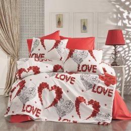 Παπλωματοθήκη Παιδική Πάθος 303 White-Red DimCol Μονό Βαμβάκι-Πολυέστερ