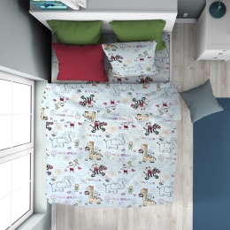 Παπλωματοθήκη Παιδική Africa 144 Sky Blue DimCol Μονό 160x240cm 100% Βαμβακερή Φανέλα