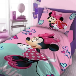 Παπλωματοθήκη Παιδική Minnie 750 Σετ 2τμχ Digital Print Multi DimCol Μονό 100% Βαμβάκι