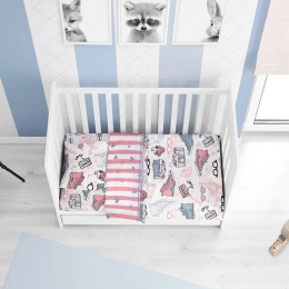 Σεντόνι Βρεφικό All Star 131 Pink-Blue DimCol Λίκνου 100% Βαμβάκι