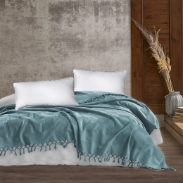 Κουβέρτα Πικέ Jacquard Petrol DimCol Υπέρδιπλo 220x240cm 100% Βαμβάκι