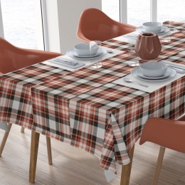 Τραπεζομάντηλο Με Τραβέρσα Tartan 492 (Σετ 2τμχ) Orange DimCol 140Χ140 140x140cm Βαμβάκι-Πολυέστερ