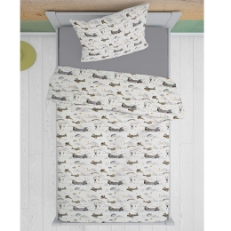 Μαξιλαροθήκη Παιδική Airforce 195 White-Grey DimCol 50Χ70 50x70cm 100% Βαμβάκι