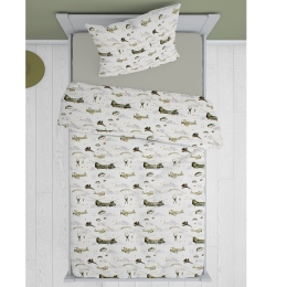 Μαξιλαροθήκη Παιδική Airforce 196 White-Khaki DimCol 50Χ70 50x70cm 100% Βαμβάκι