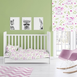 Παπλωματοθήκη Βρεφική Elephant 173 White-Pink DimCol 120x160cm 100% Βαμβάκι