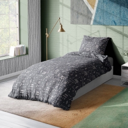 Σεντόνια Πεντάγραμμο 445 (Σετ 3τμχ) Grey DimCol Μονό 160x240cm Βαμβάκι-Πολυέστερ