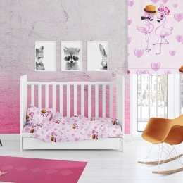 Σεντόνια Βρεφικά FLamingo 169 (Σετ 3τμχ) Lila DimCol Κούνιας 120x160cm 100% Βαμβάκι
