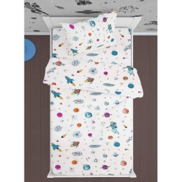 Μαξιλαροθήκη Παιδική Space 188 White-Multi DimCol 50Χ70 100% Βαμβάκι