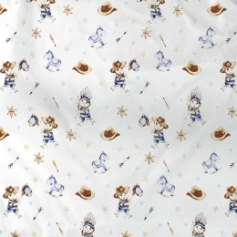Πάνα Βρεφική Χασέ Wild West 540 Sky Blue DimCol 80x80cm 100% Βαμβάκι