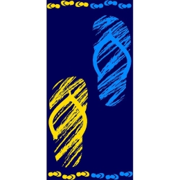 Πετσέτα Θαλάσσης Βελουτέ 211 Blue-Yellow DimCol Θαλάσσης 87x165cm 100% Βαμβάκι