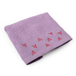Πετσέτα Με Κέντημα Ανθάκι Purple DimCol Προσώπου 50x90cm 100% Cotton