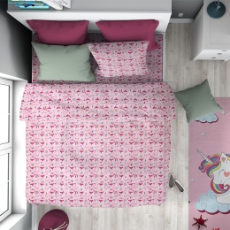 Πάπλωμα Παιδικό Fox 525 Pink DimCol Μονό 160x240cm 100% Βαμβάκι