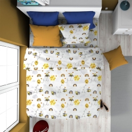 Πάπλωμα Παιδικό Honey Bee 545 White-Yellow DimCol Μονό 160x240cm 100% Βαμβάκι