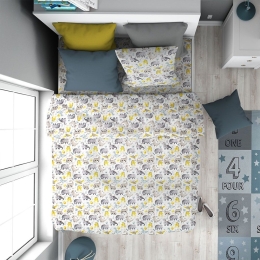 Σεντόνι Παιδικό Dinosaur 516 (Σετ 2τμχ) Grey DimCol Μονό 160x240cm 100% Βαμβάκι