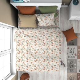 Σεντόνια Παιδικά Dinosaur 515 (Σετ 3τμχ) Beige DimCol Μονό 160x240cm 100% Βαμβάκι
