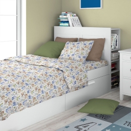 Σεντόνια Παιδικά Dinosaur 517 (Σετ 3τμχ) Sky Blue DimCol Μονό 160x240cm 100% Βαμβάκι